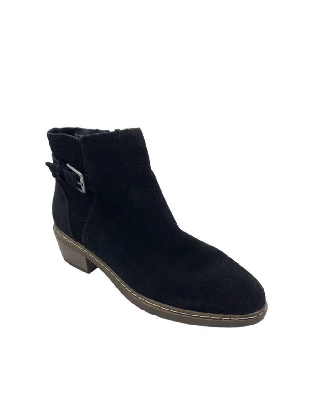 Kensie Glam Black Suede Ankle Boot with Buckle